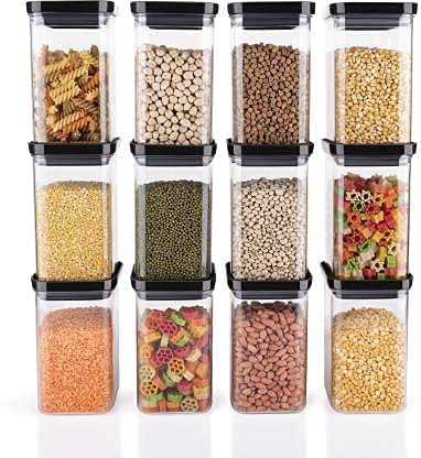 Homemet Airtight Plastic Unbreakable Square Containers, Kitchen Storage Container, Grocery Container & Container Set - 1100ML (Pack Of 8)